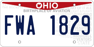 OH license plate FWA1829