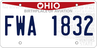 OH license plate FWA1832