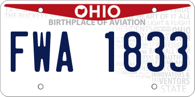 OH license plate FWA1833