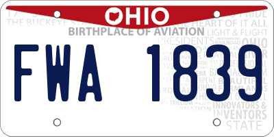 OH license plate FWA1839