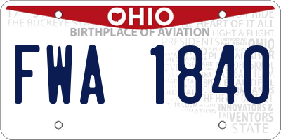 OH license plate FWA1840