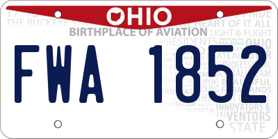 OH license plate FWA1852