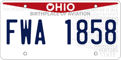 OH license plate FWA1858