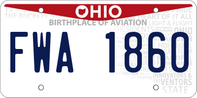 OH license plate FWA1860
