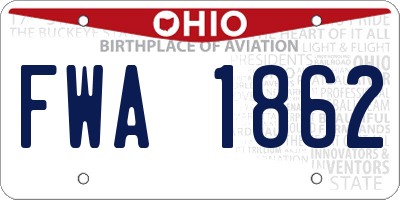 OH license plate FWA1862