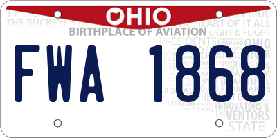 OH license plate FWA1868