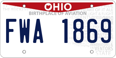 OH license plate FWA1869