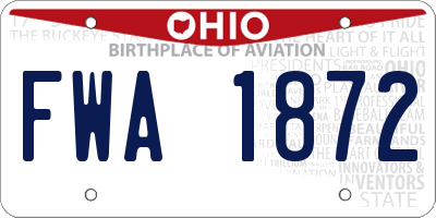 OH license plate FWA1872