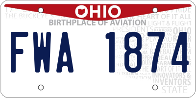 OH license plate FWA1874