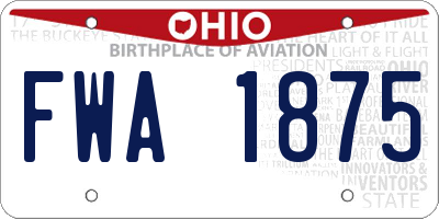 OH license plate FWA1875