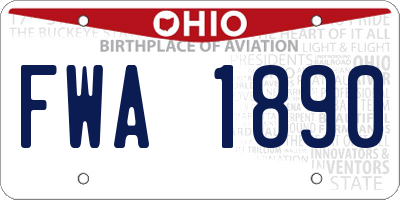 OH license plate FWA1890