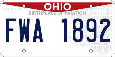 OH license plate FWA1892