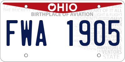 OH license plate FWA1905