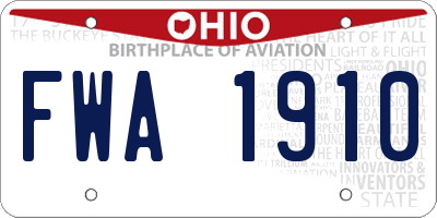 OH license plate FWA1910