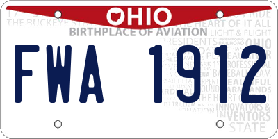 OH license plate FWA1912
