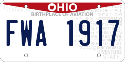 OH license plate FWA1917