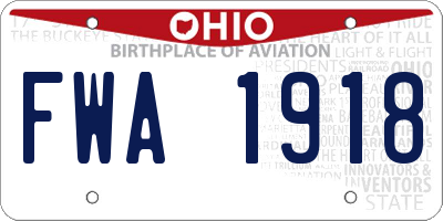 OH license plate FWA1918