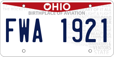 OH license plate FWA1921