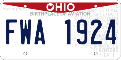 OH license plate FWA1924