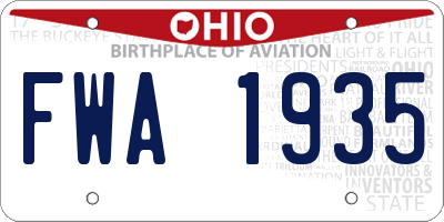 OH license plate FWA1935