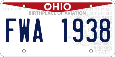 OH license plate FWA1938