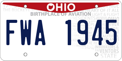OH license plate FWA1945