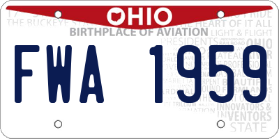 OH license plate FWA1959