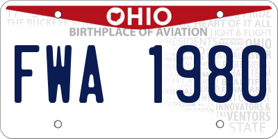 OH license plate FWA1980