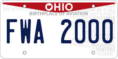 OH license plate FWA2000