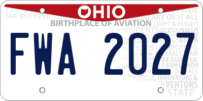 OH license plate FWA2027