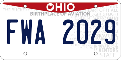 OH license plate FWA2029