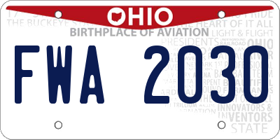 OH license plate FWA2030