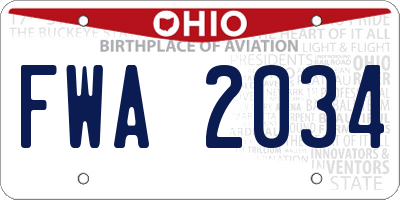 OH license plate FWA2034