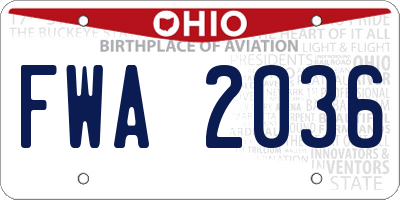 OH license plate FWA2036