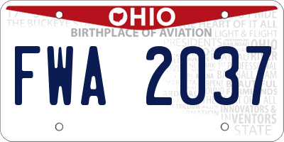 OH license plate FWA2037
