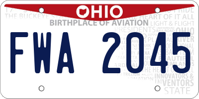 OH license plate FWA2045