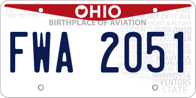 OH license plate FWA2051