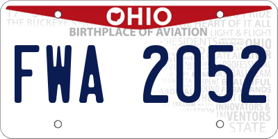 OH license plate FWA2052