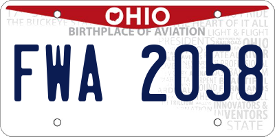 OH license plate FWA2058