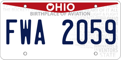 OH license plate FWA2059