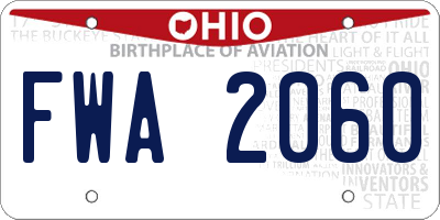 OH license plate FWA2060