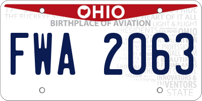 OH license plate FWA2063