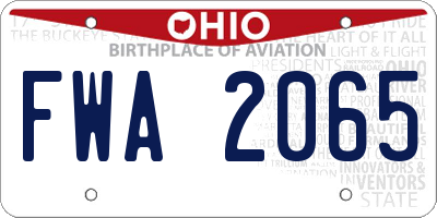 OH license plate FWA2065