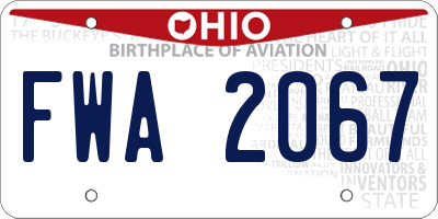 OH license plate FWA2067