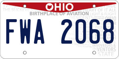 OH license plate FWA2068