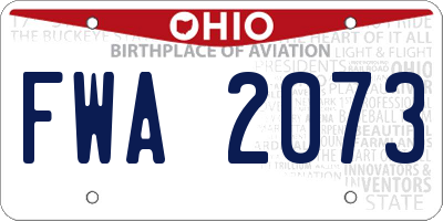 OH license plate FWA2073