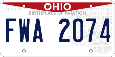 OH license plate FWA2074