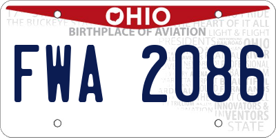 OH license plate FWA2086