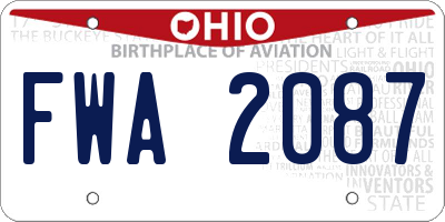 OH license plate FWA2087