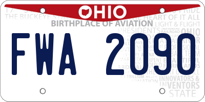 OH license plate FWA2090